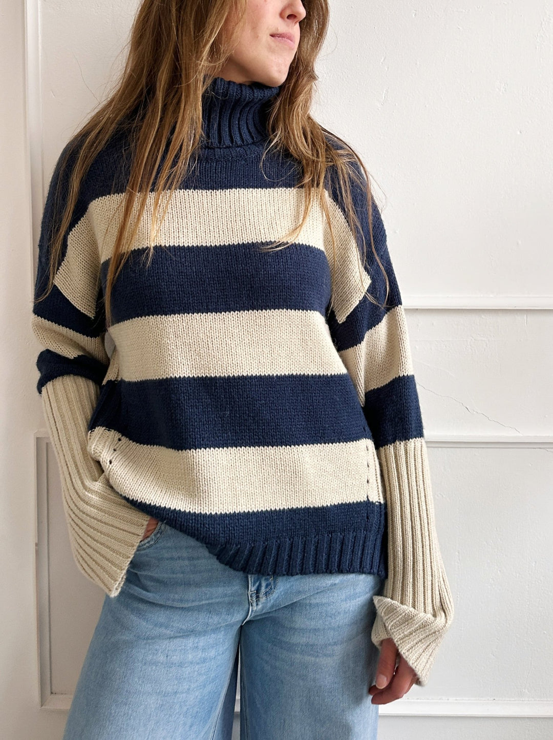 Wide Stripe Turtle Neck - Spring Sweet