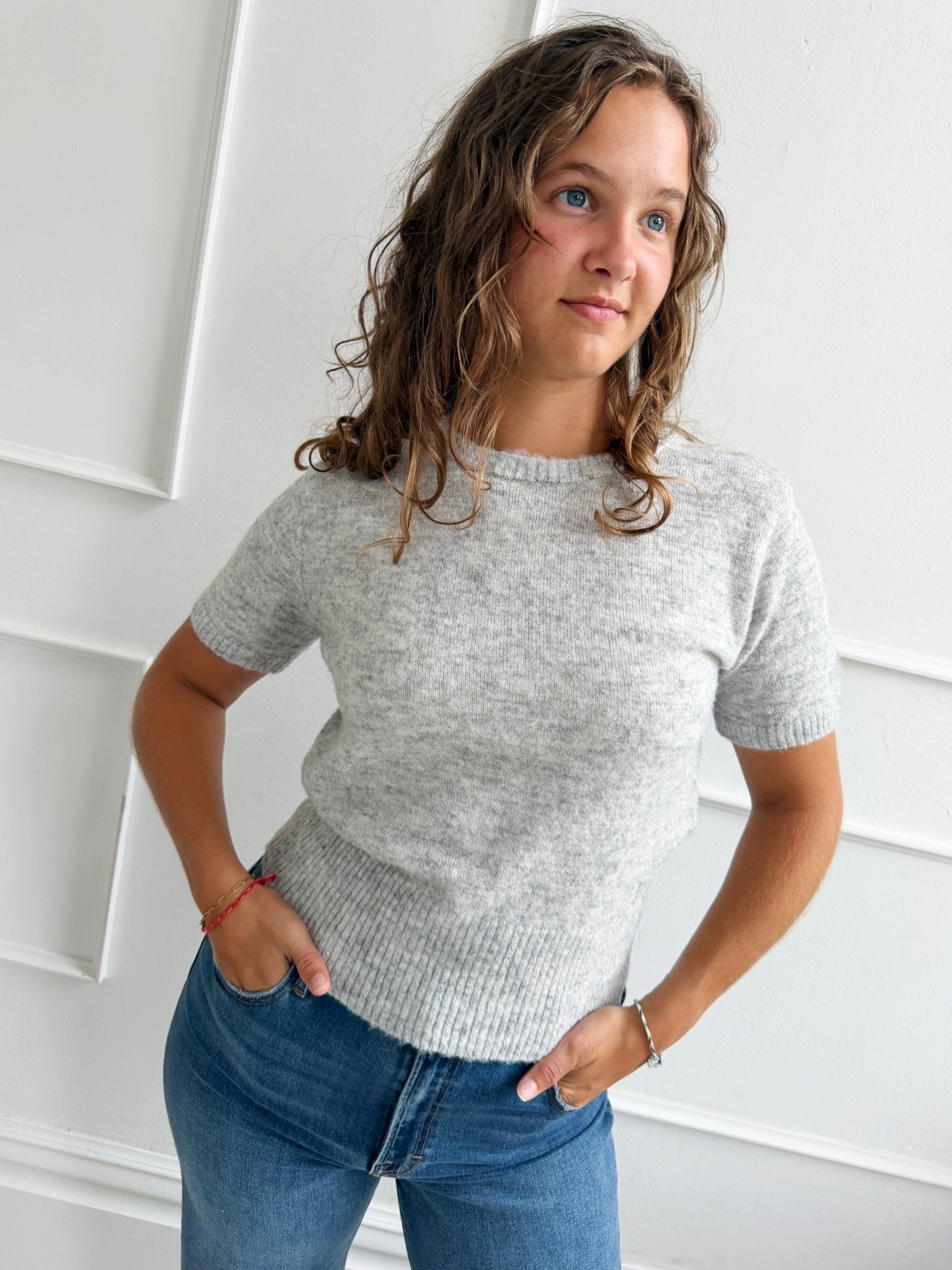 Wool Blend Short Sleeve Sweater - Spring Sweet
