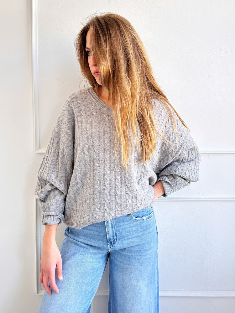 Wool Blend V - Neck Sweater - Spring Sweet