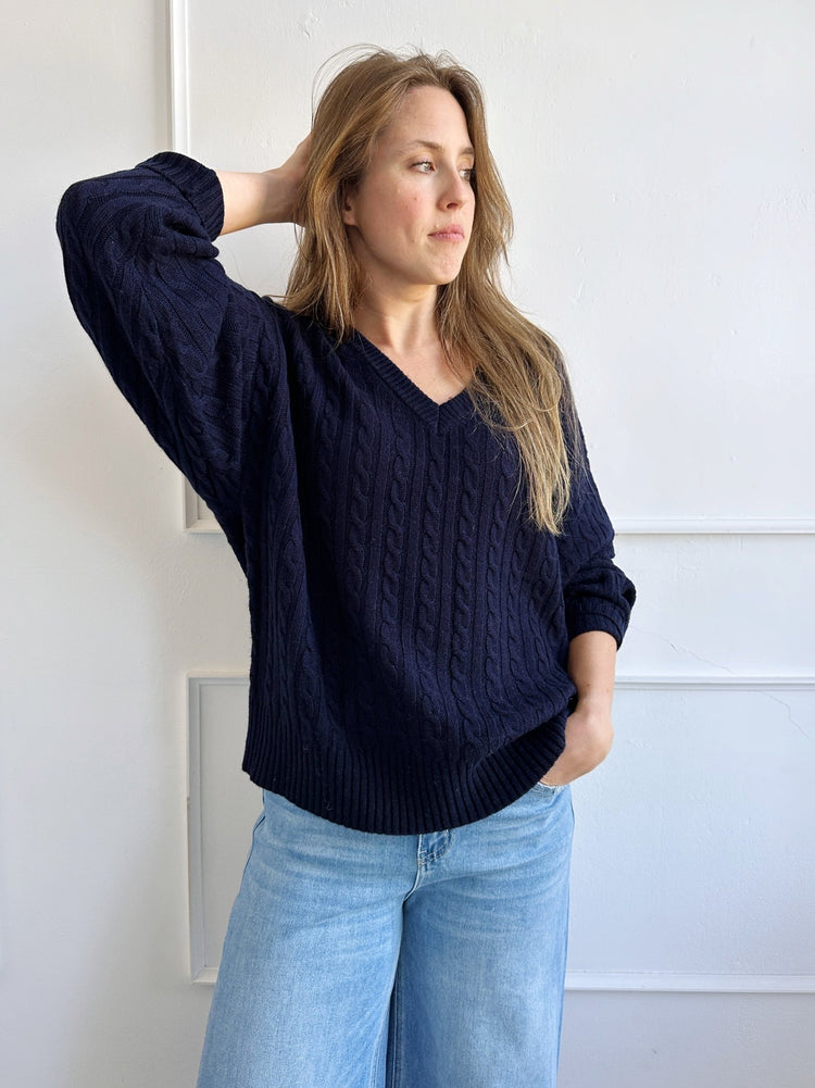Wool Blend V - Neck Sweater - Spring Sweet