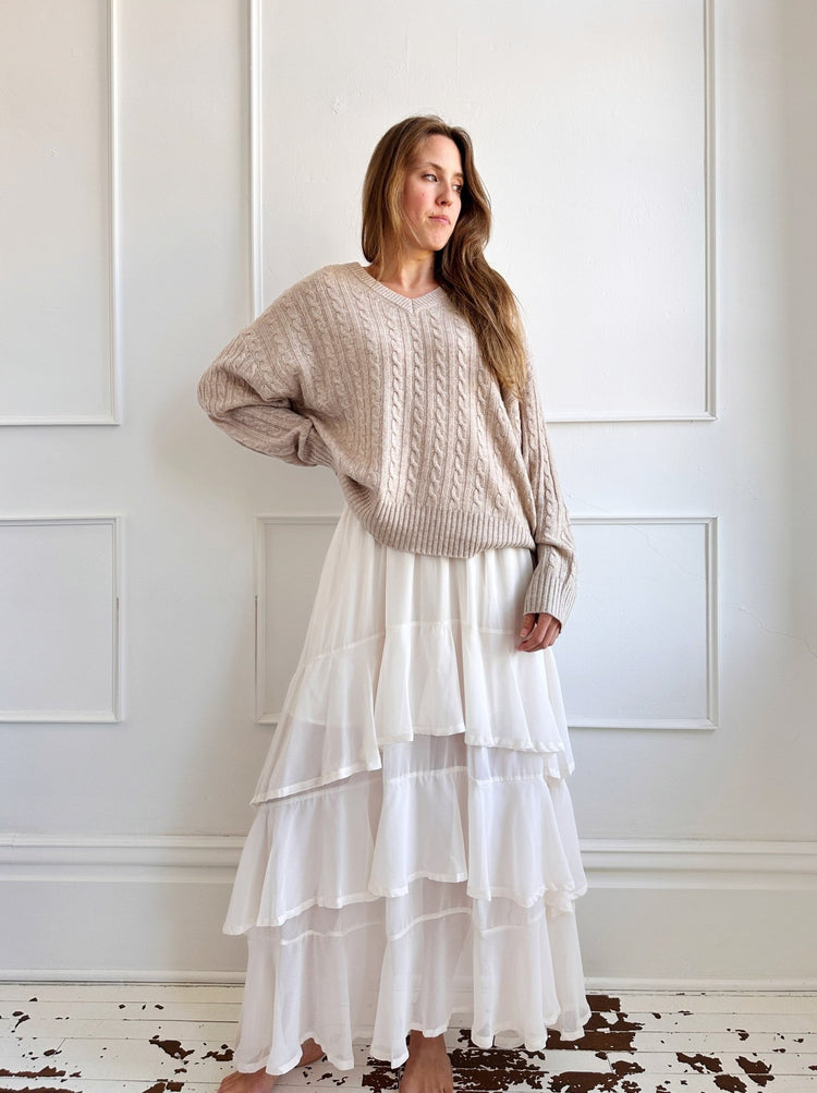 Wool Blend V - Neck Sweater - Spring Sweet