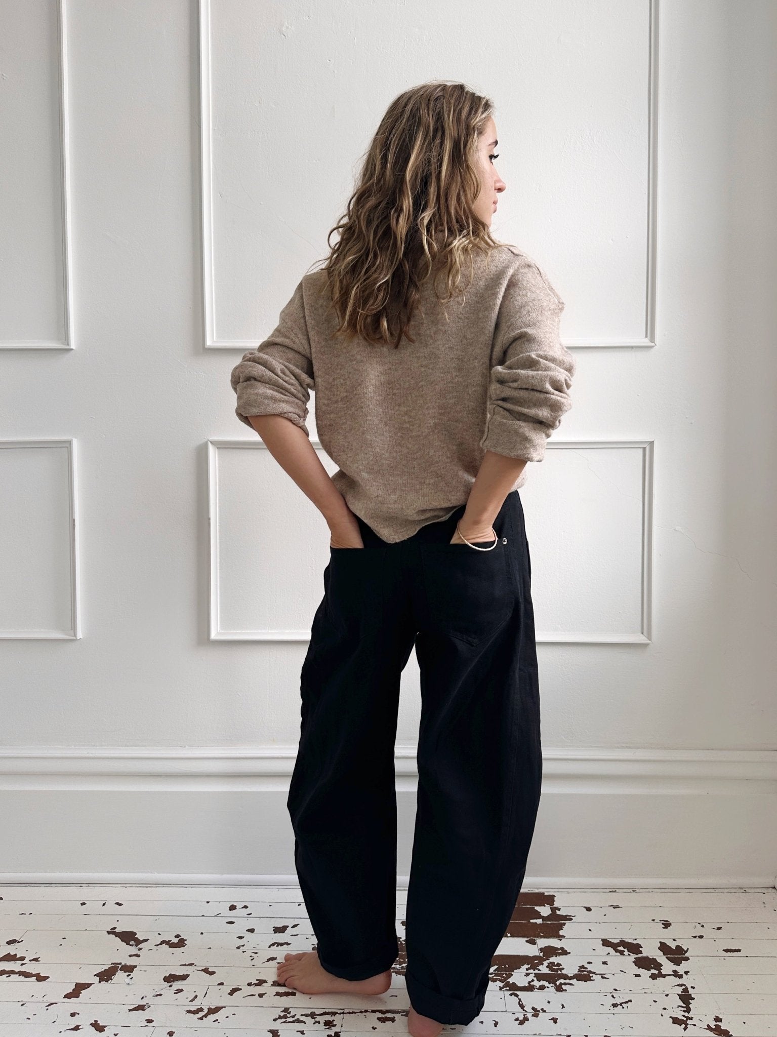 Work Wear Barrel Leg Black Denim - Spring Sweet