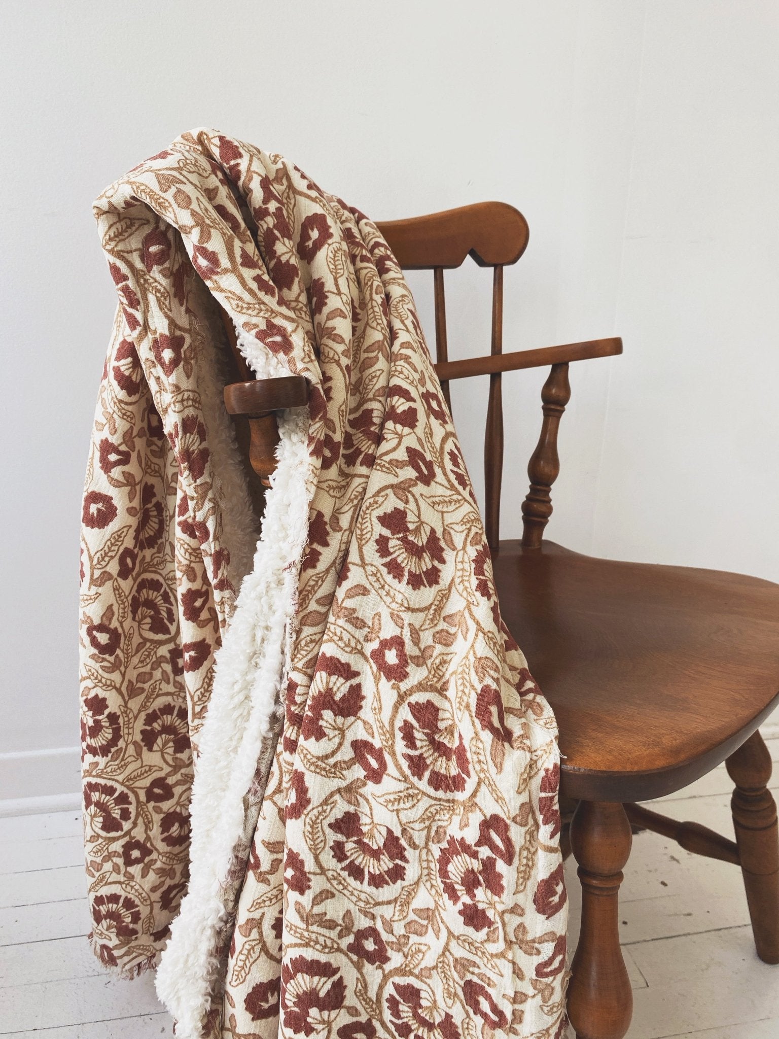 Woven Cotton Printed Throw w/ Sherpa Back - Spring Sweet