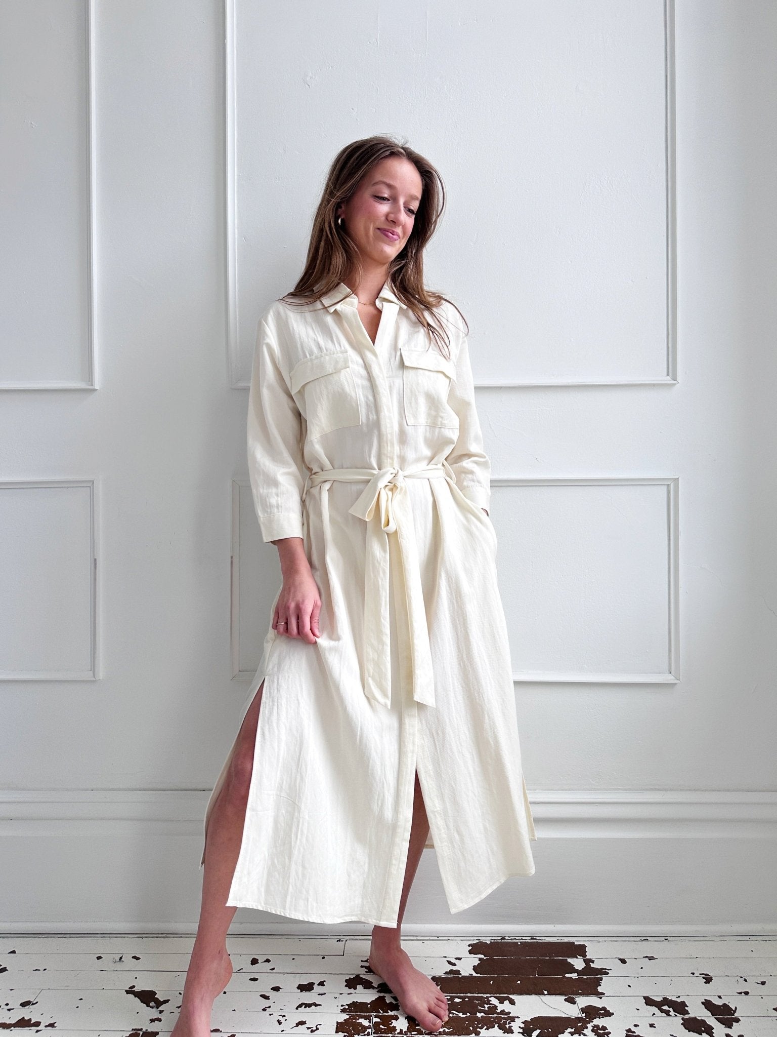 Woven Tie Waist Midi Dress - Spring Sweet