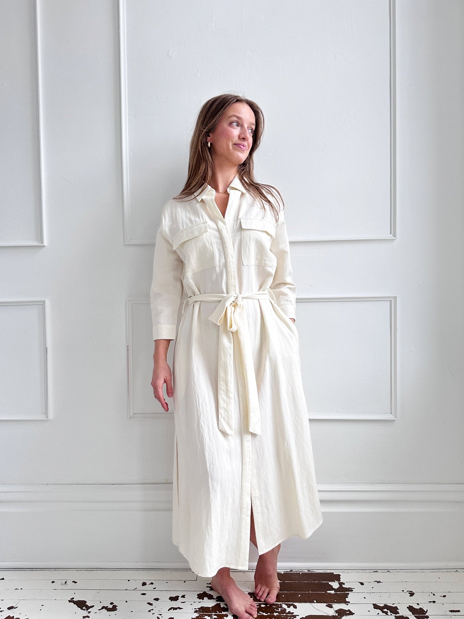 Woven Tie Waist Midi Dress - Spring Sweet