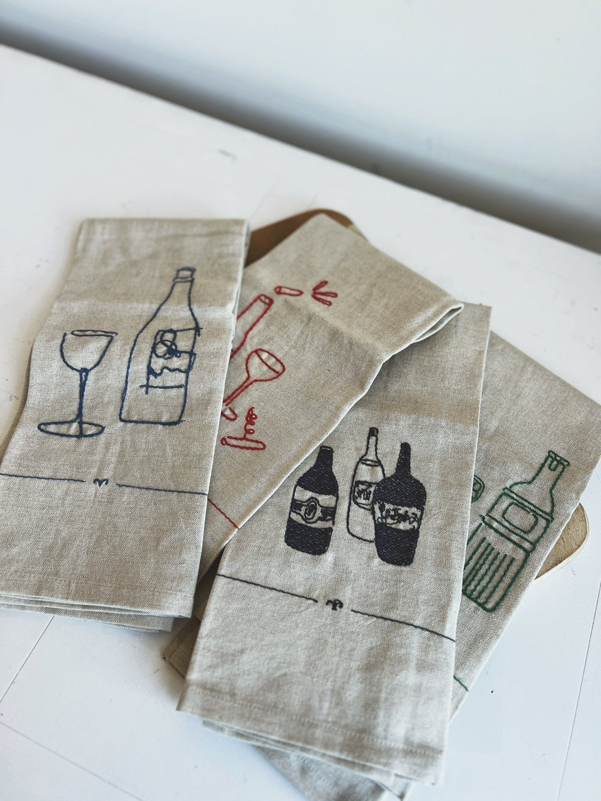 Bottoms Up Embroidered Tea Towels - Spring Sweet
