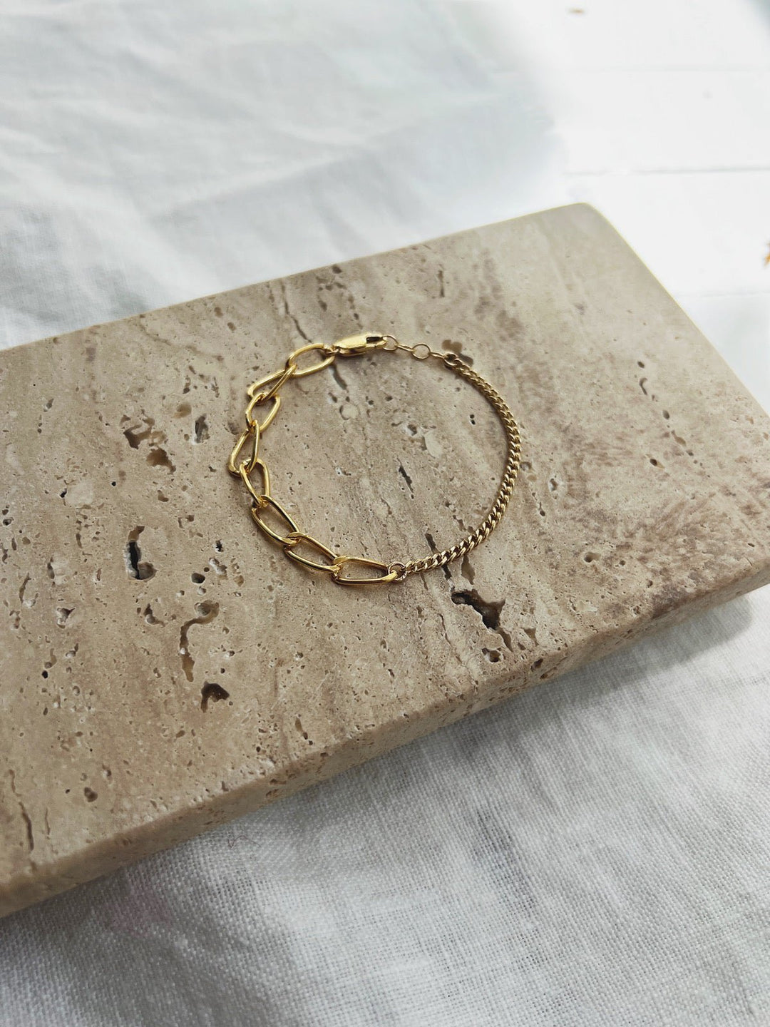 Chain + Link Combination Bracelet, Gold Filled - Spring Sweet