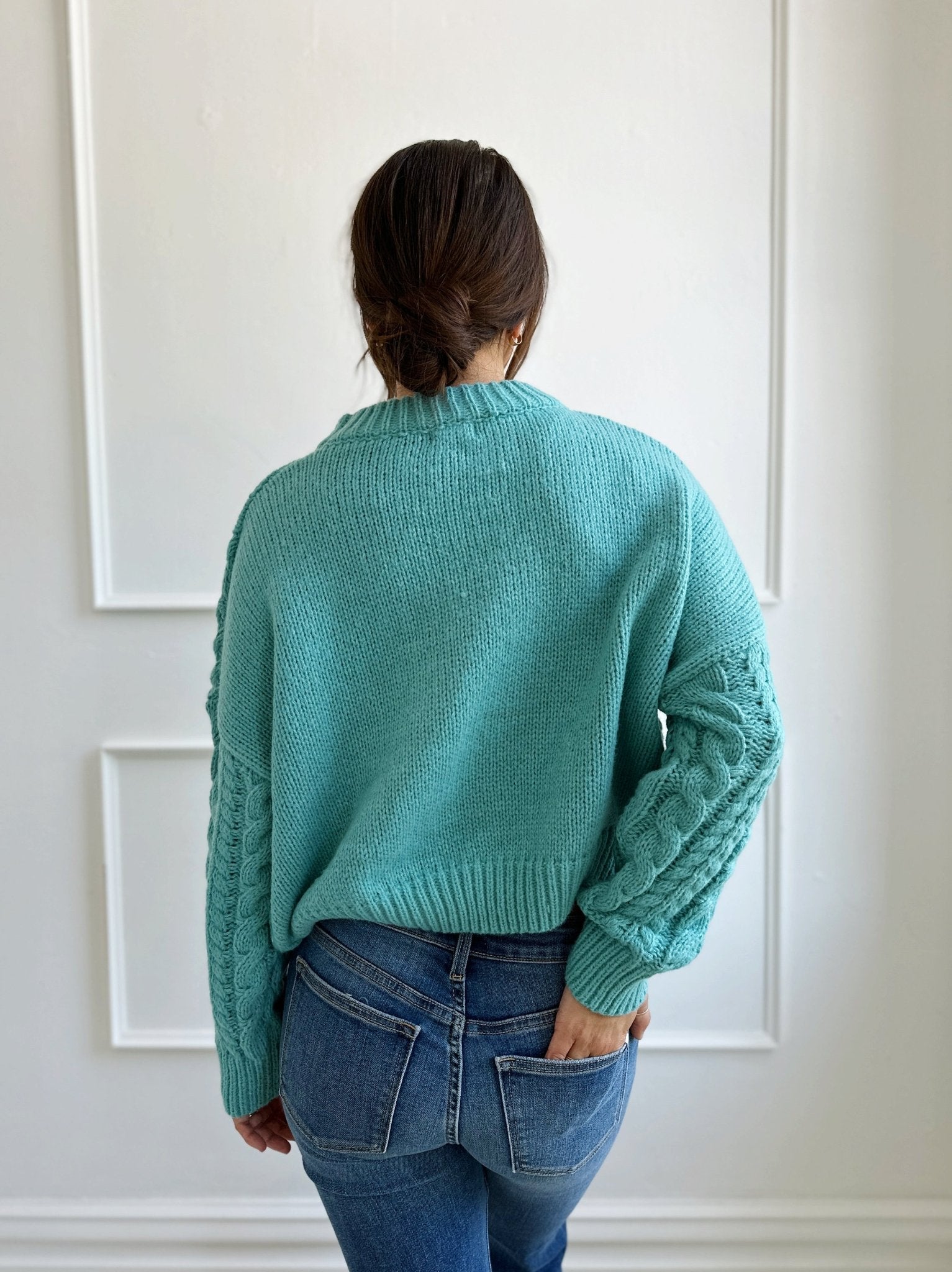 Chunky Cropped Crew Neck Sweater - Spring Sweet
