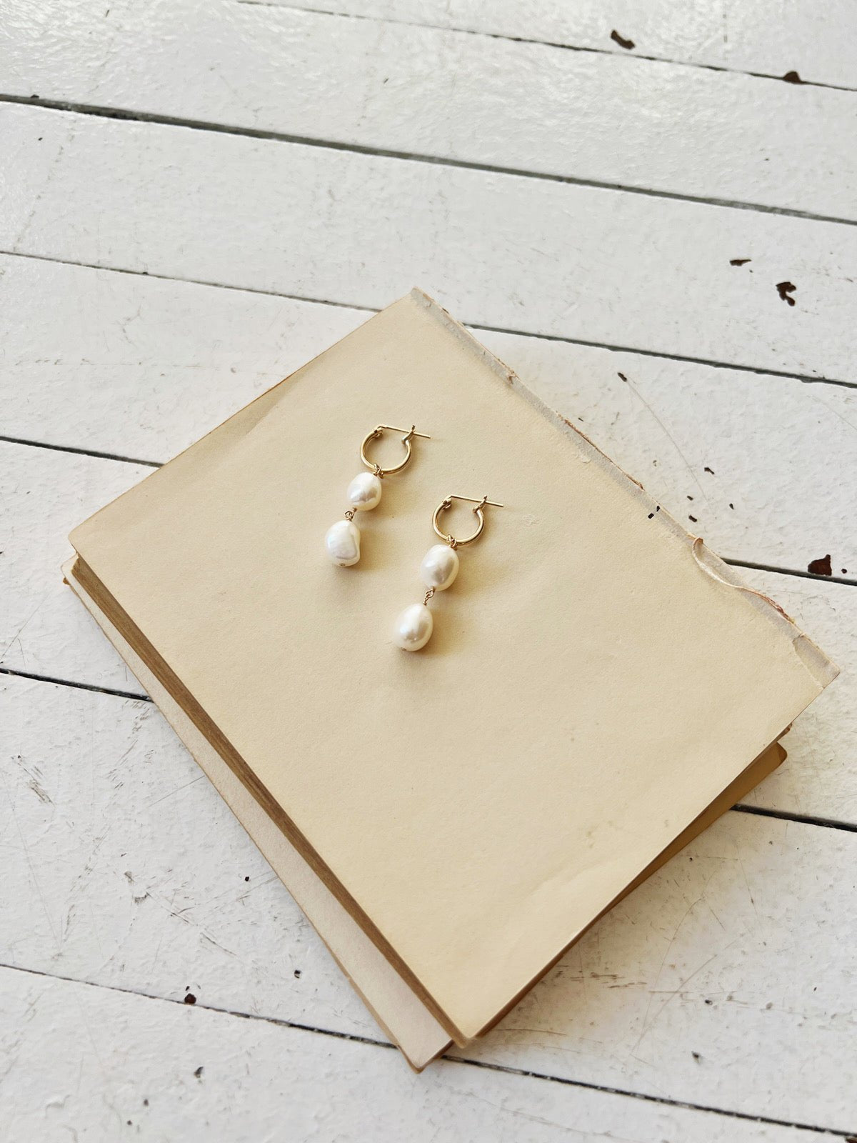 Double Pearl Hoops, Gold Filled - Spring Sweet
