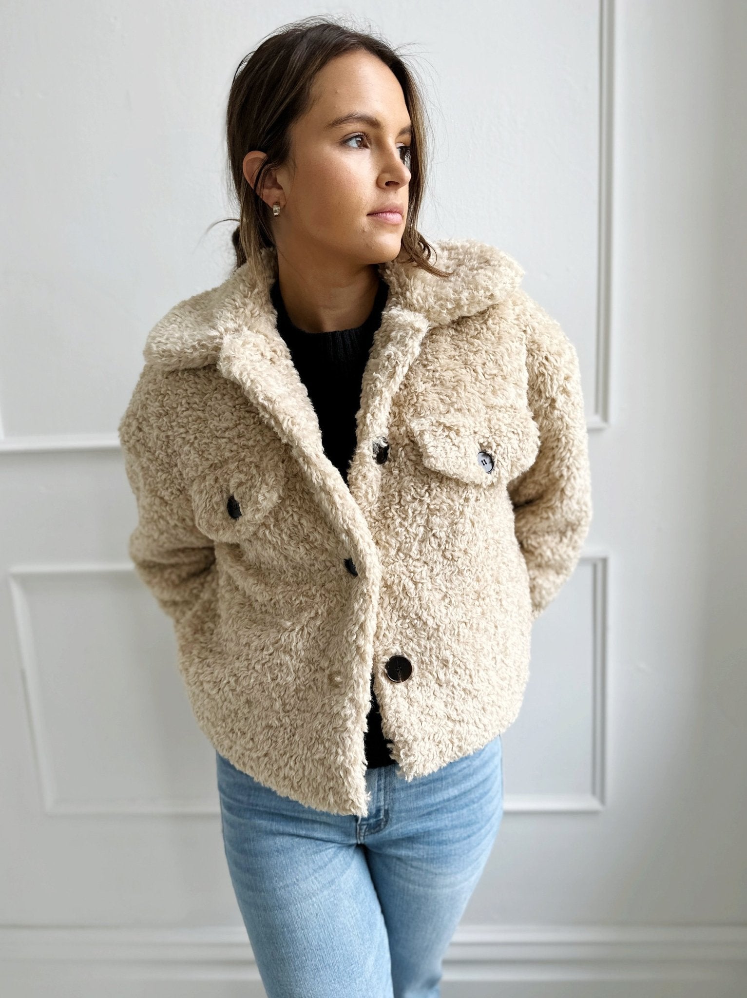 Faux sherpa hot sale jacket