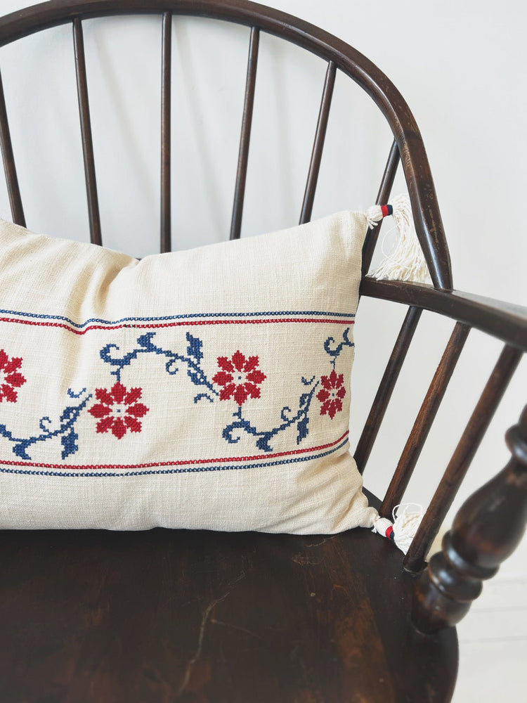 Floral Embroidery Lumbar Pillow - Spring Sweet
