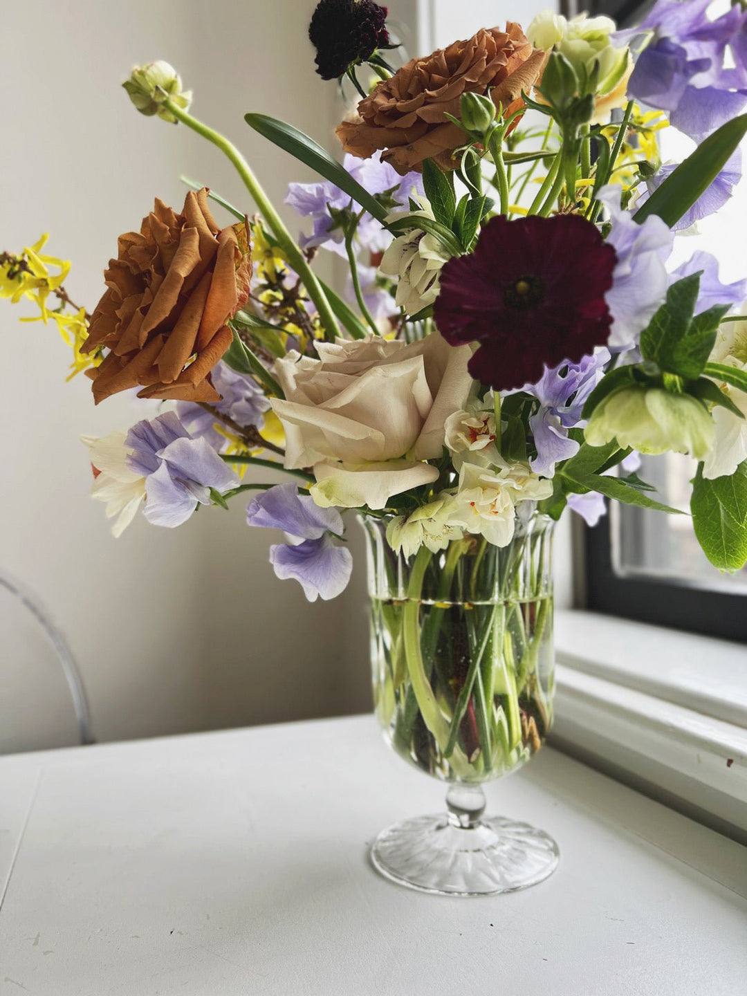 Glass Pedestal Vase - Spring Sweet