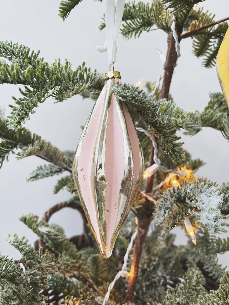 Hand-Painted Glass Pleated Ornament - Spring Sweet