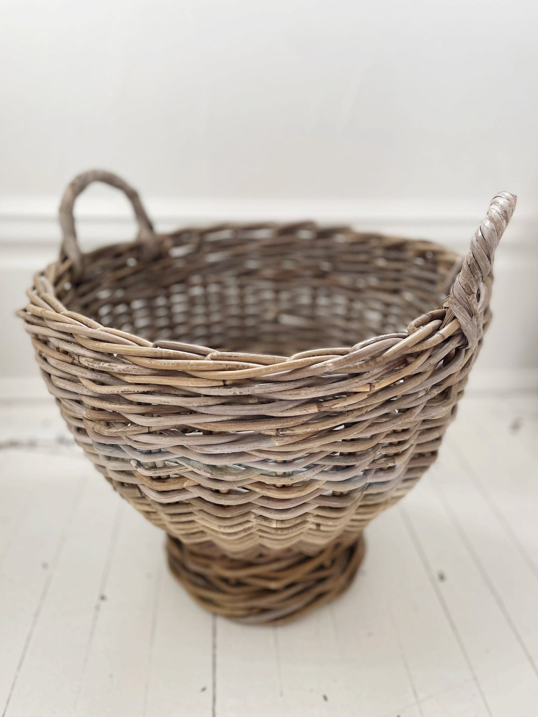 Hand-Woven Rattan Footed Basket - Spring Sweet