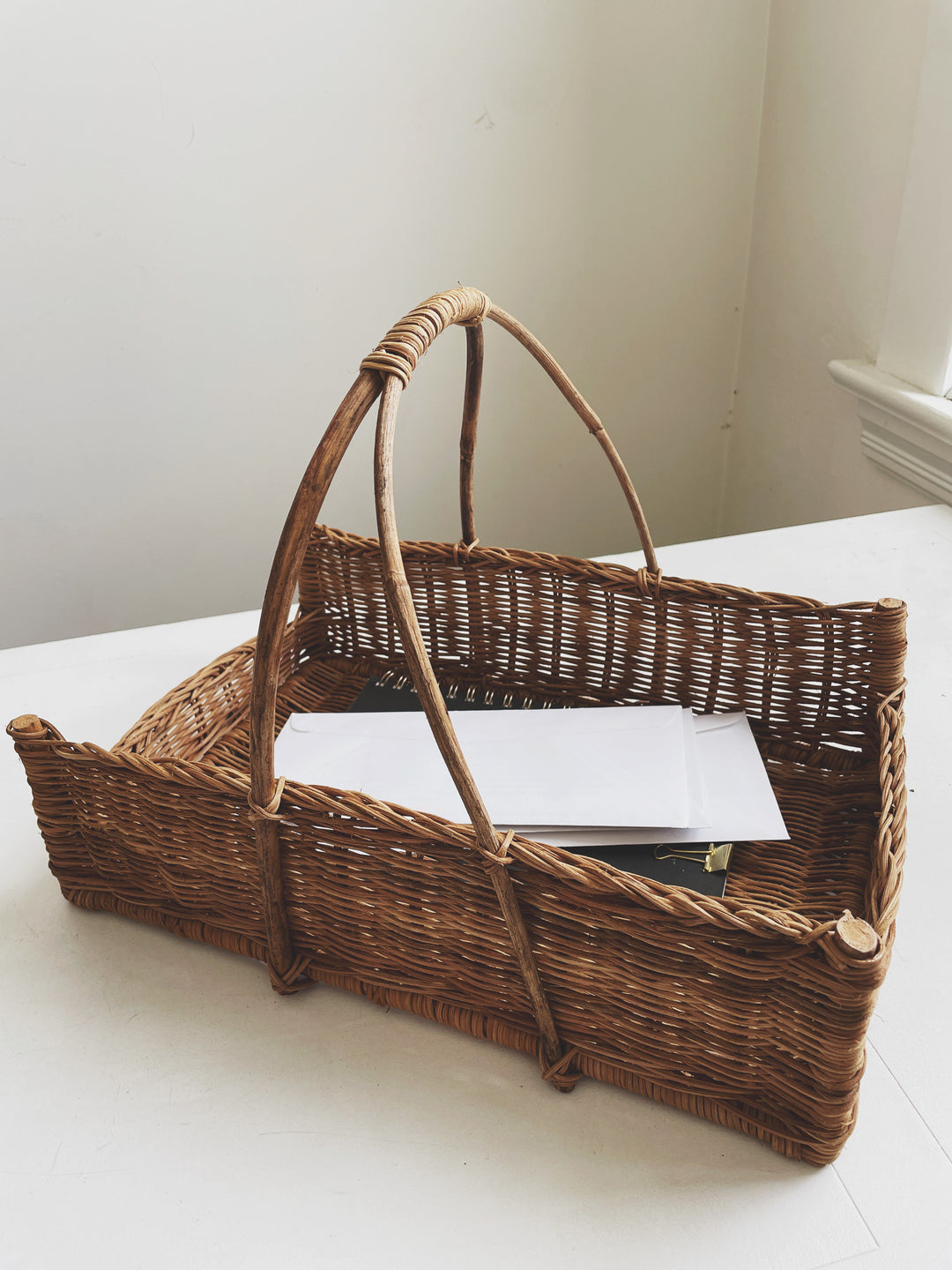 Hand-Woven Rattan Basket w/ Handle