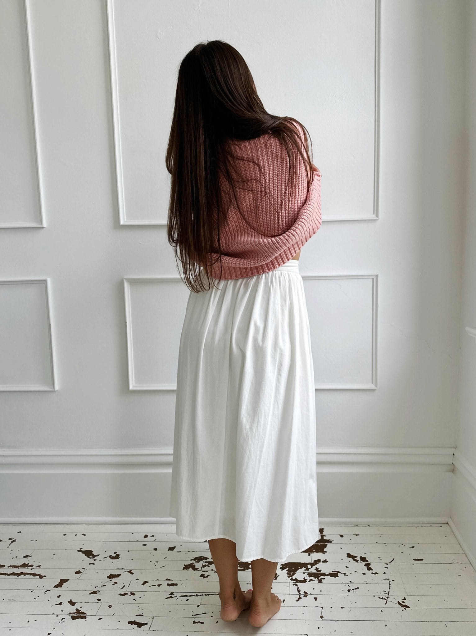 Linen Blend Midi Skirt - Spring Sweet