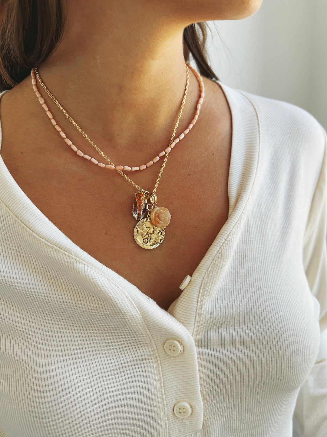 Mother Nature Charm Necklace, Gold Plated - Spring Sweet