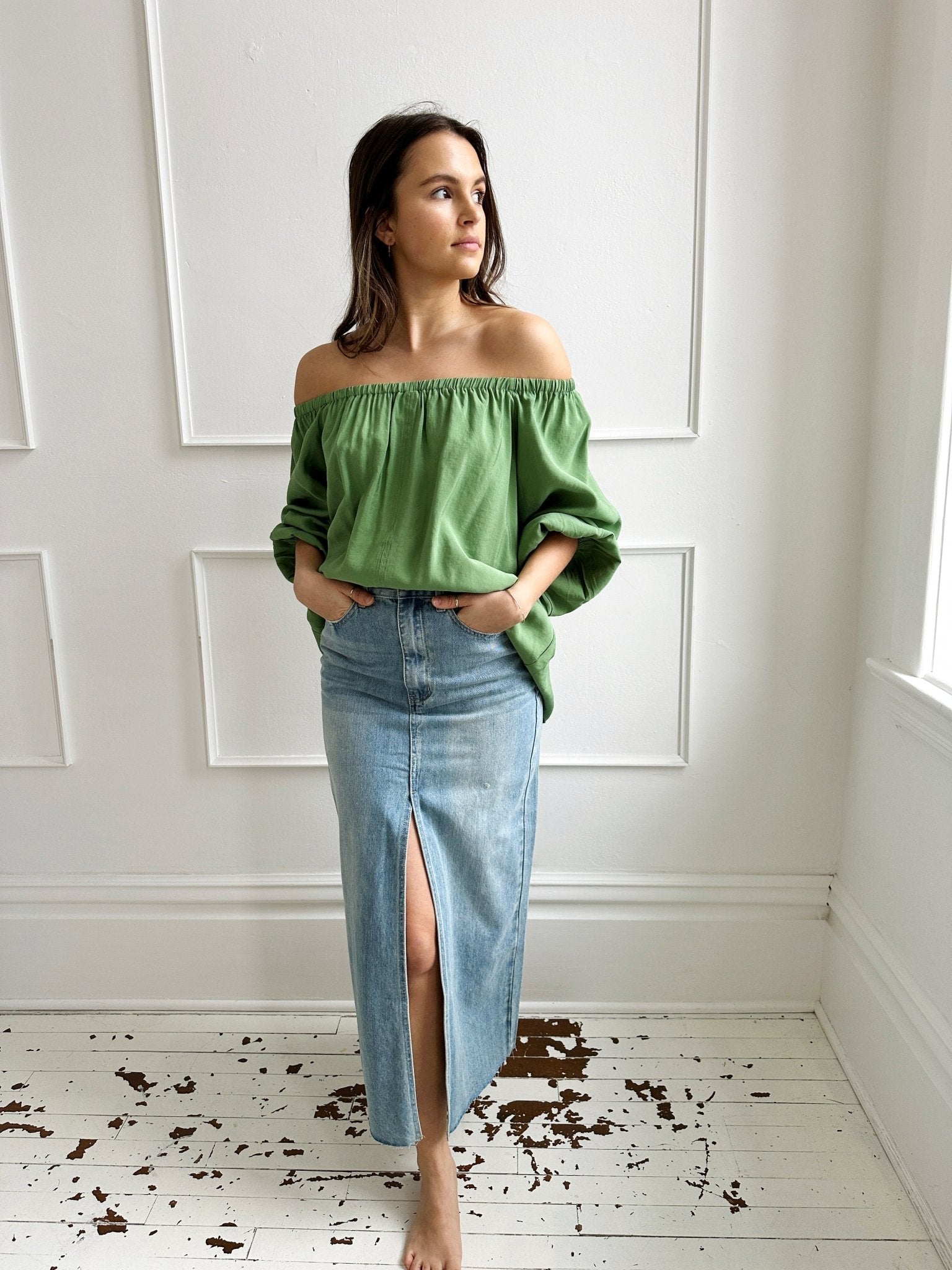 Off Shoulder Top w/ Cinched Cuff - Spring Sweet