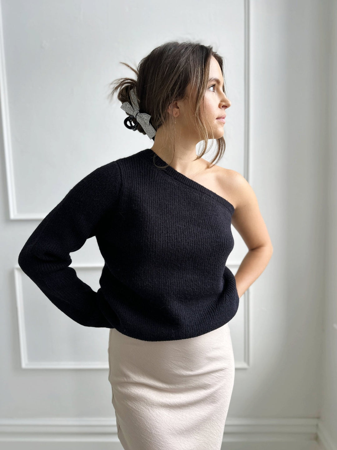 One Shoulder Knit Sweater - Spring Sweet