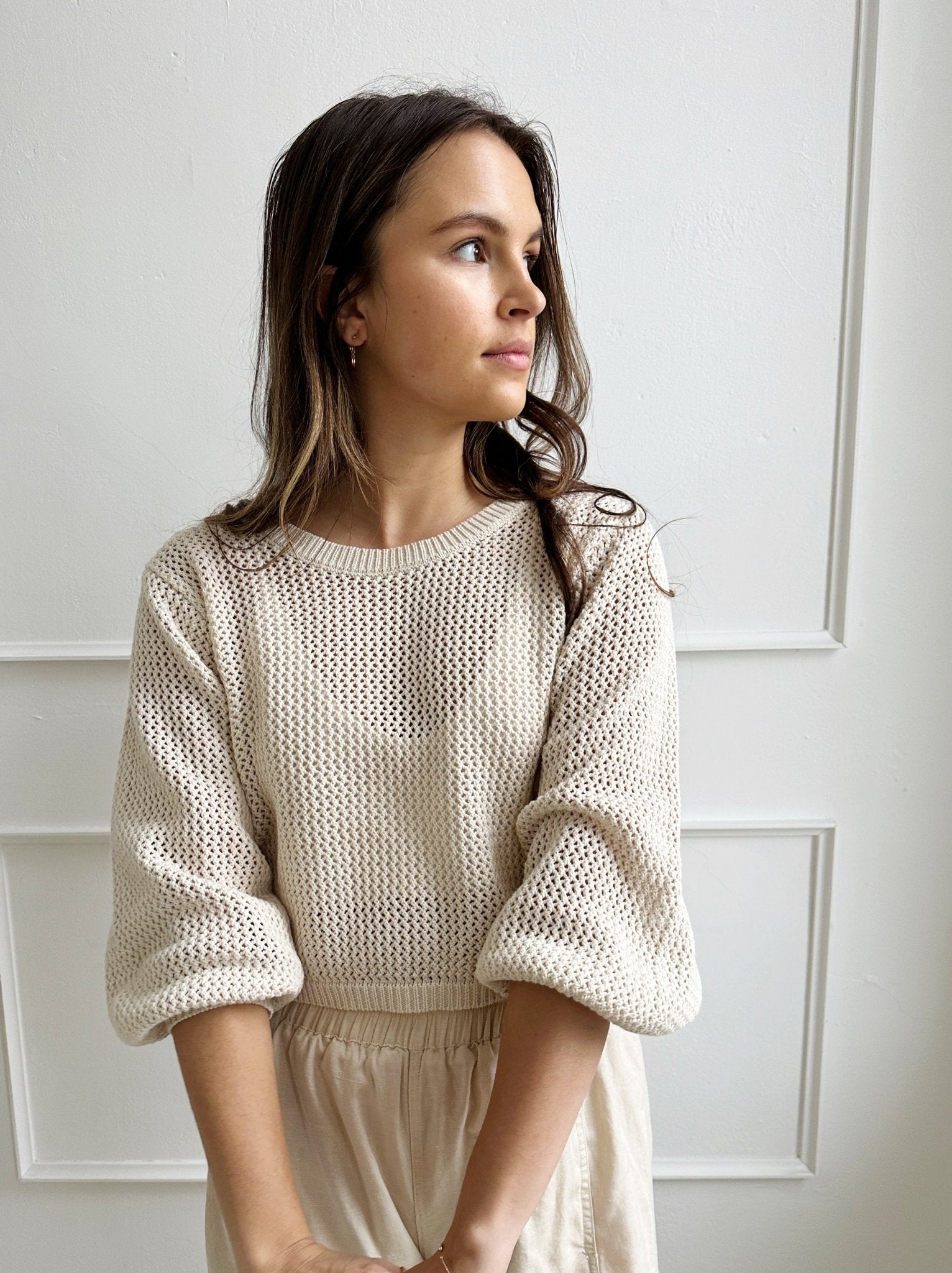 Open Knit Cropped Sweater - Spring Sweet