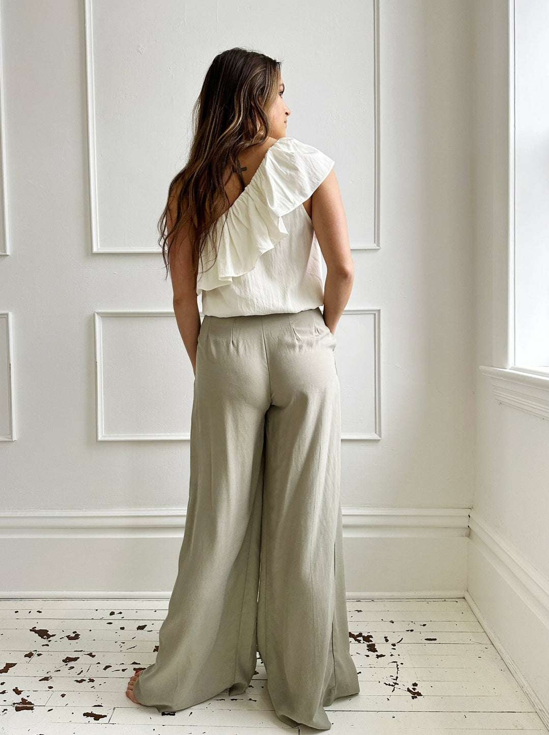 Pleated Wide Leg Trousers - Spring Sweet