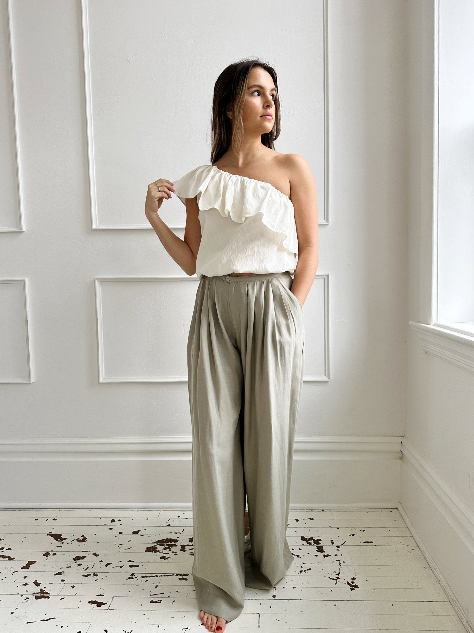 Pleated Wide Leg Trousers - Spring Sweet