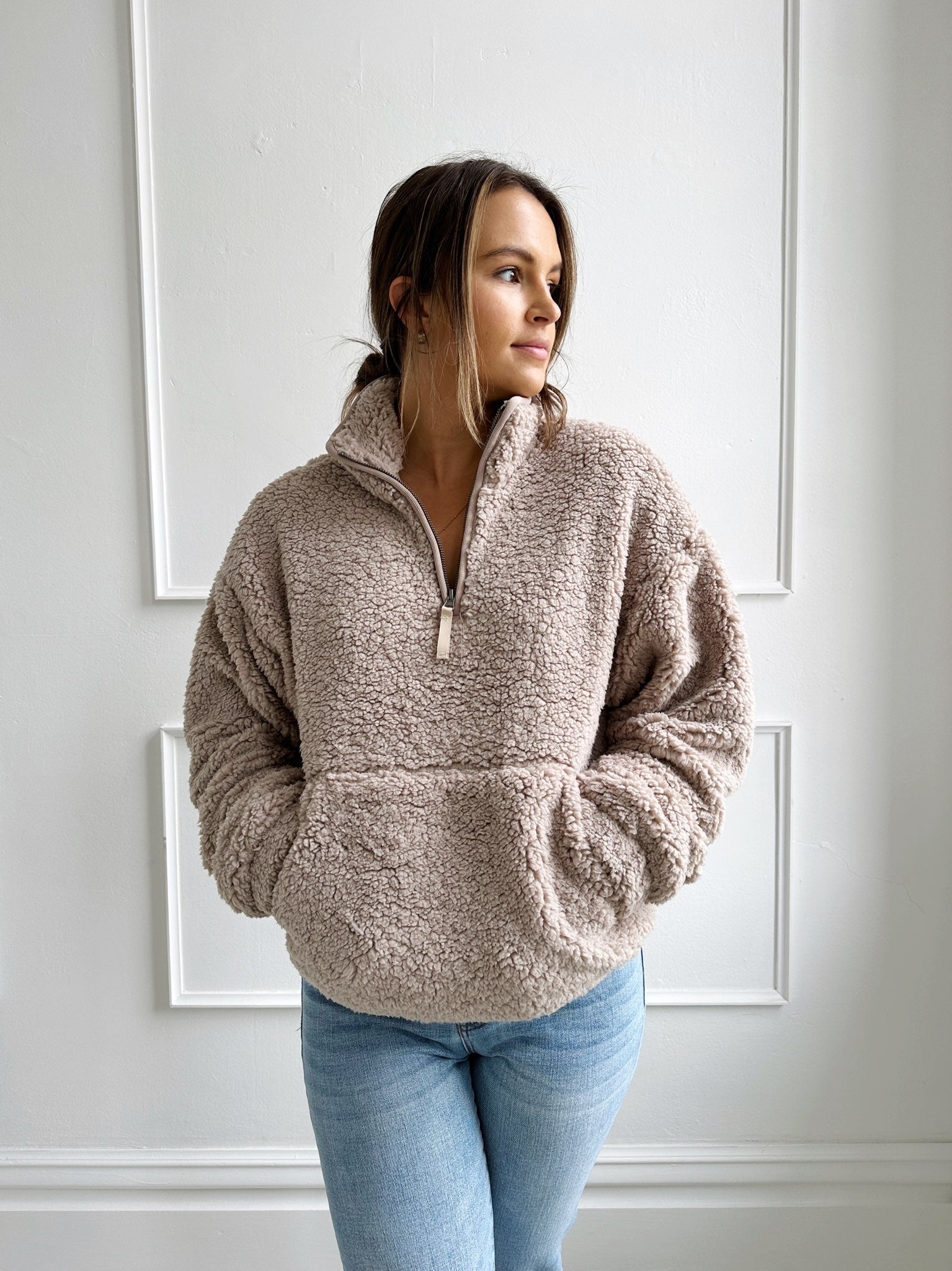 Teddy quarter clearance zip pullover