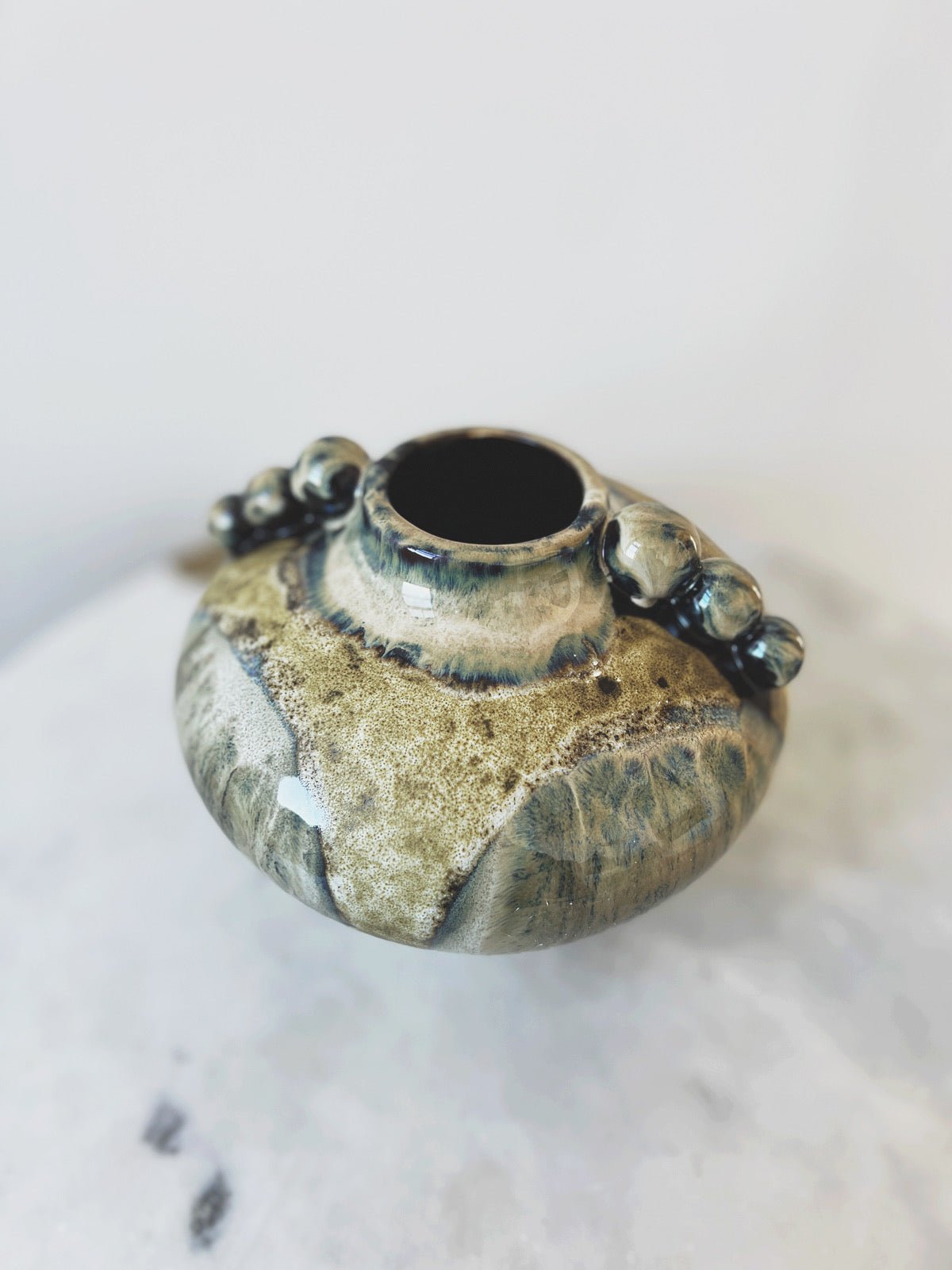 Reactive Glaze Stoneware Hydria Vase - Spring Sweet