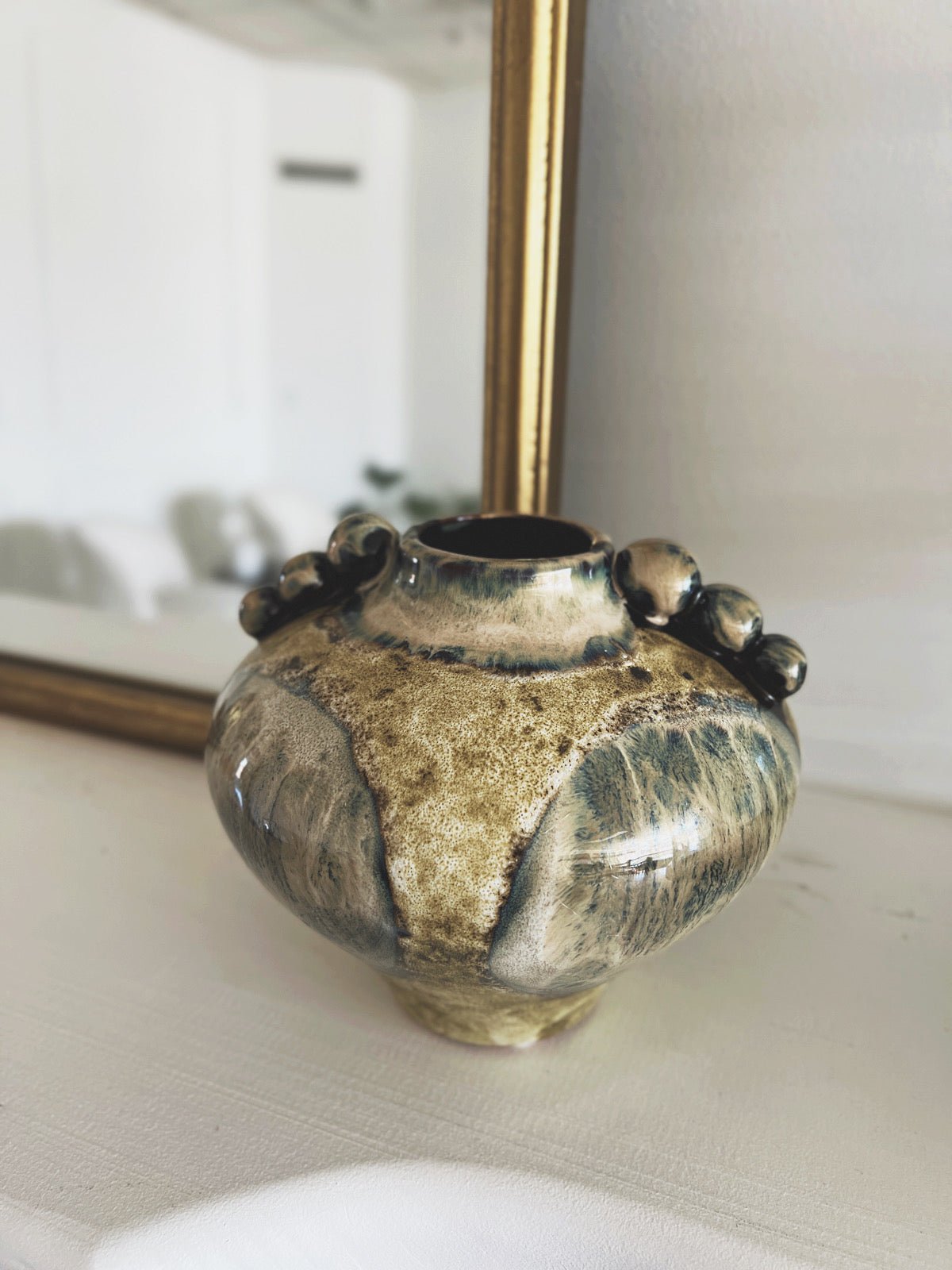 Reactive Glaze Stoneware Hydria Vase - Spring Sweet