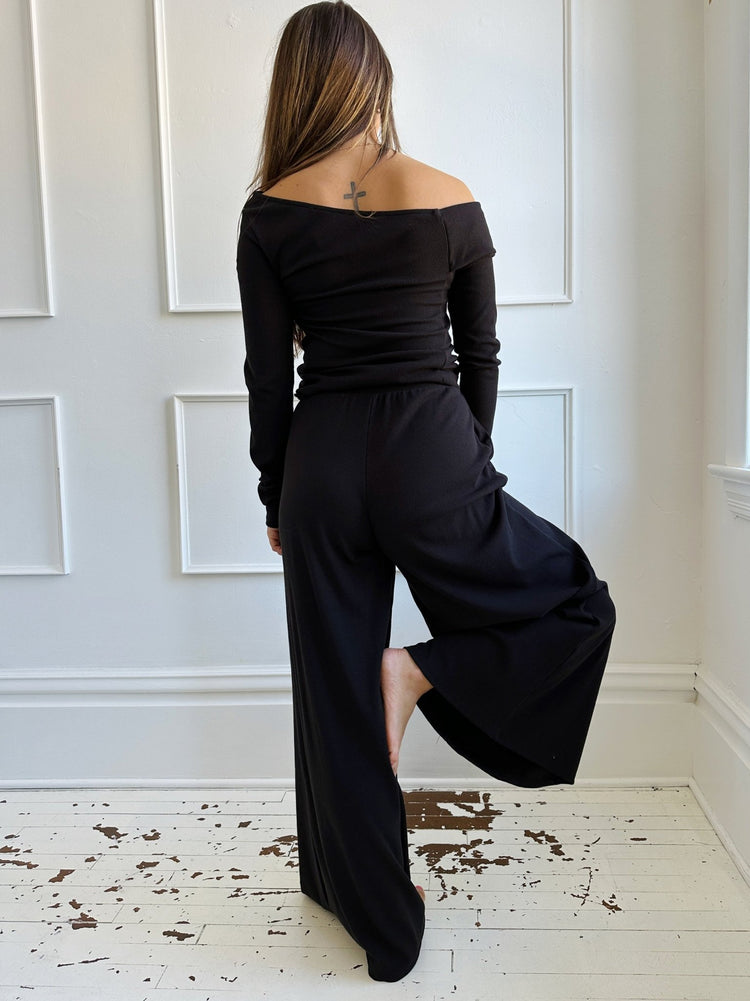 Ribbed Wide Leg Pants - Spring Sweet