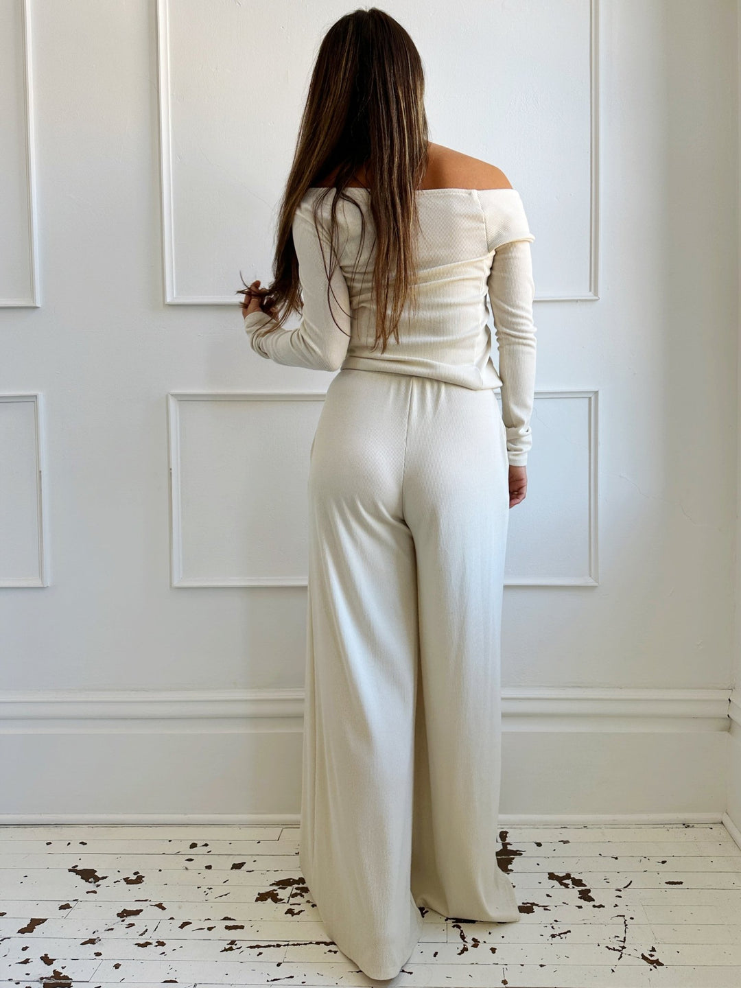 Ribbed Wide Leg Pants - Spring Sweet
