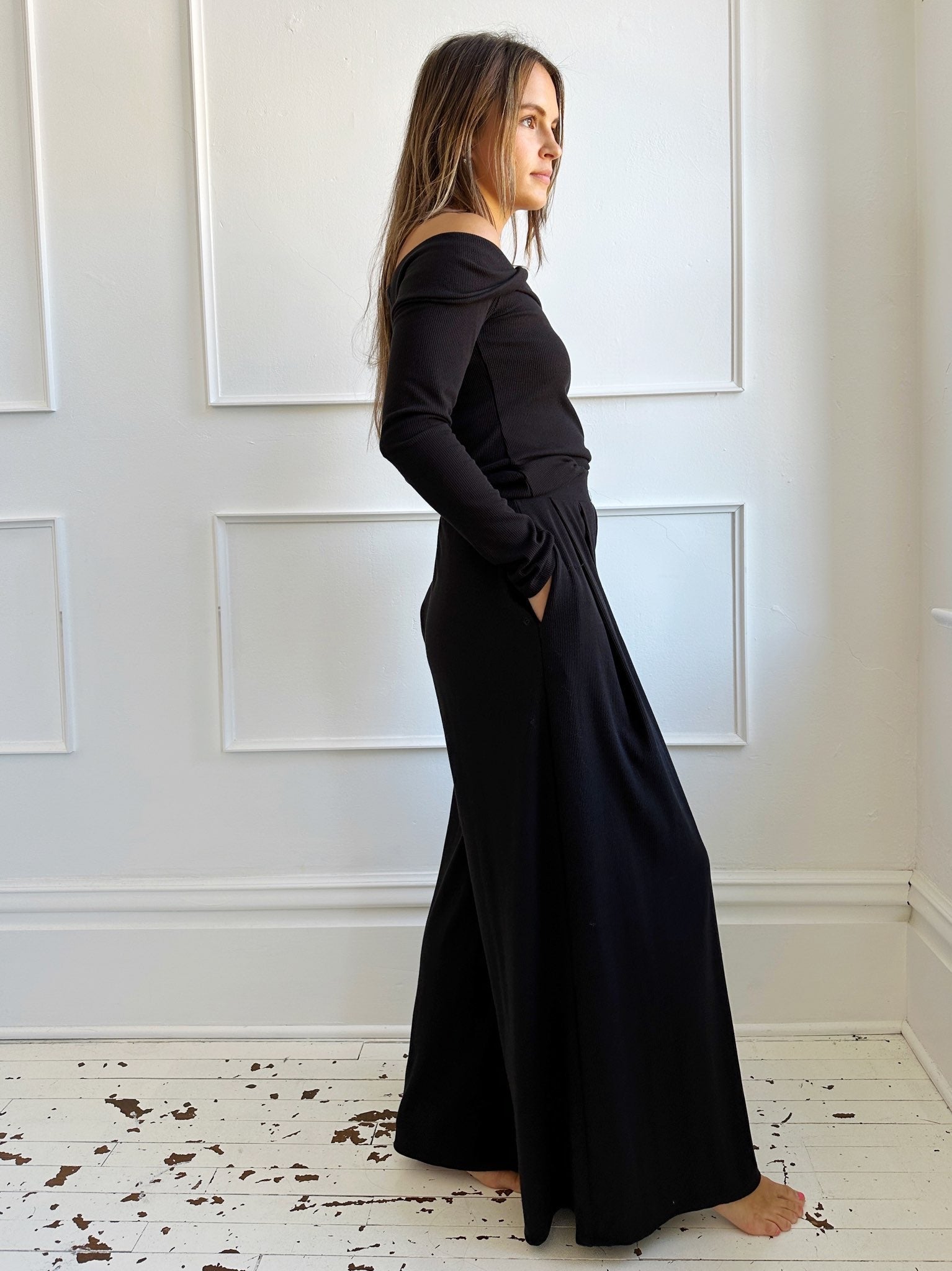 Ribbed Wide Leg Pants - Spring Sweet