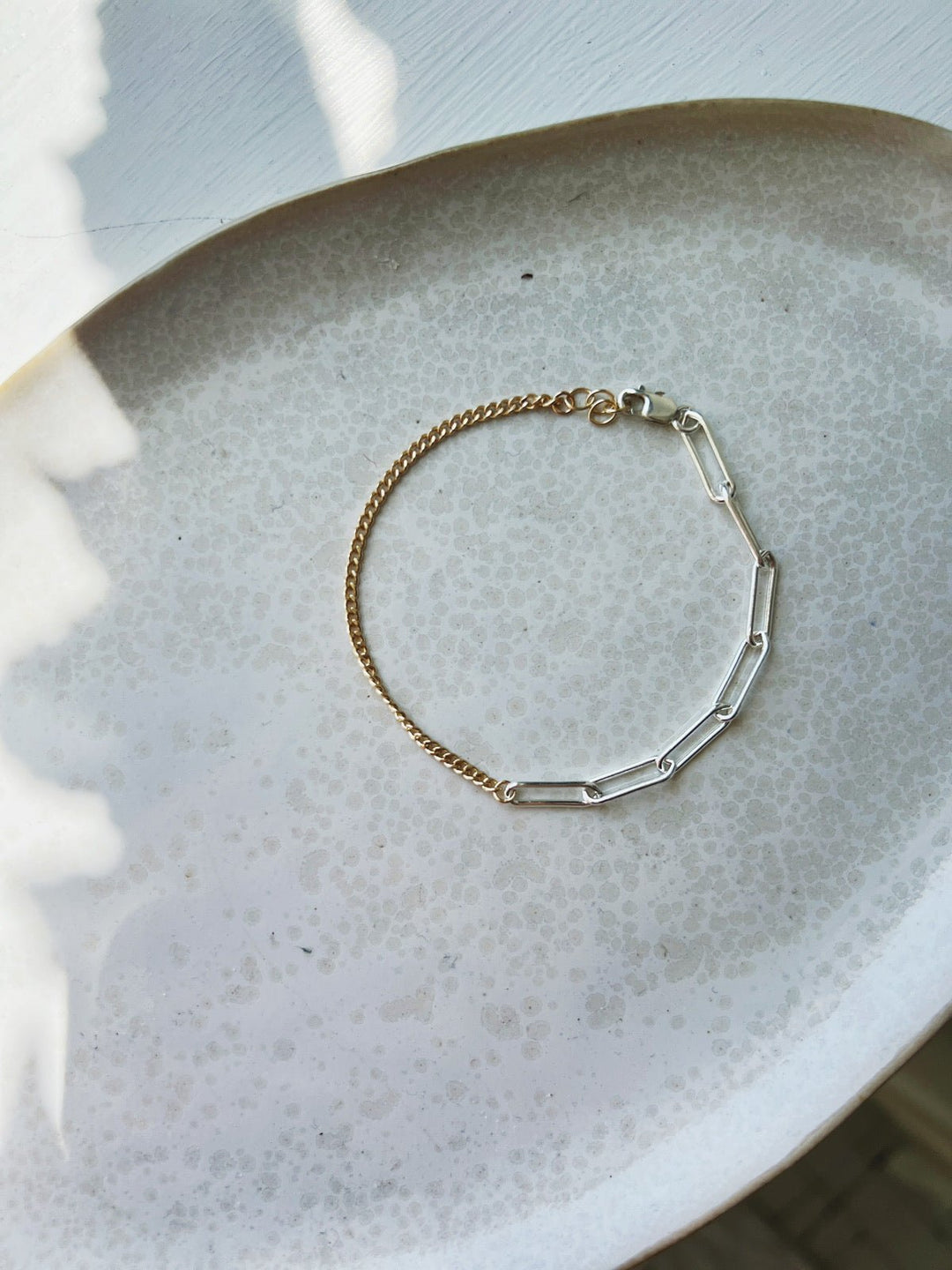 Silver + Gold Chain Link Bracelet, Gold Filled - Spring Sweet