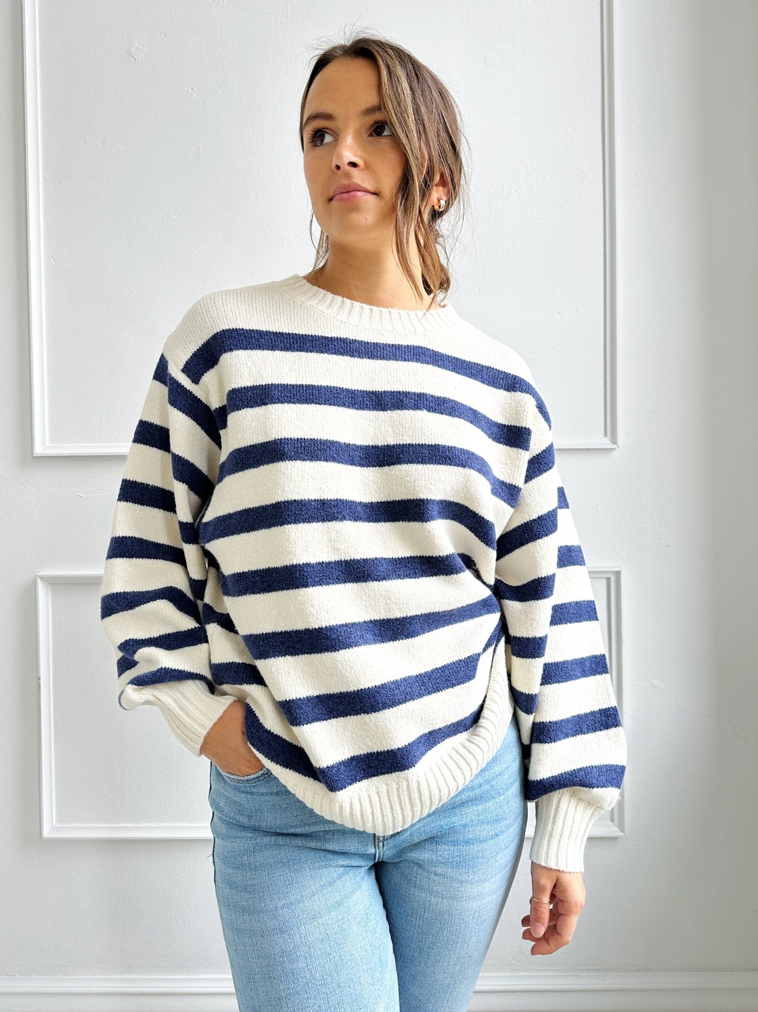 Striped Crewneck Sweater - Spring Sweet