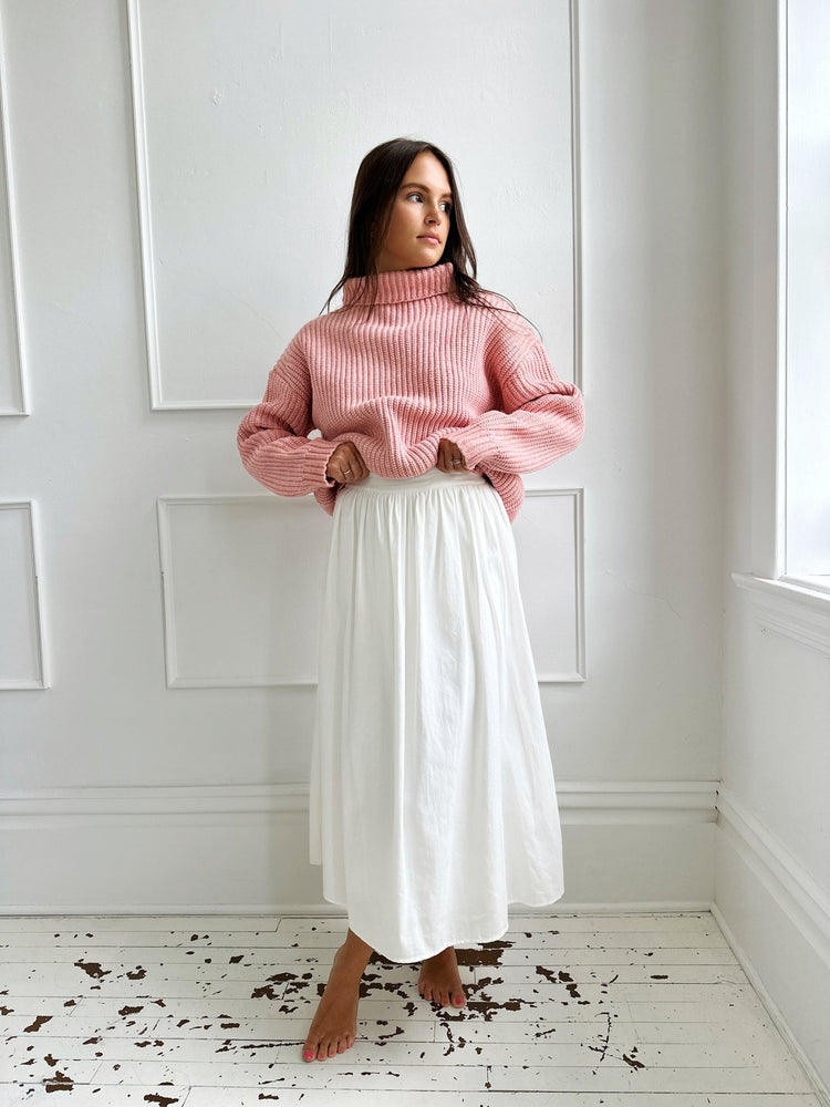 Thick Knit Turtleneck Sweater - Spring Sweet
