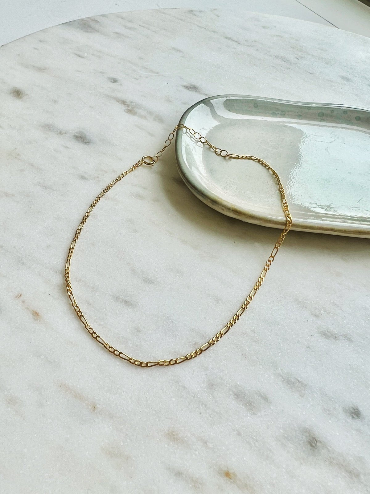 Thin Figaro Anklet, Gold Filled - Spring Sweet