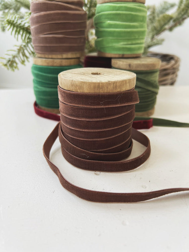 Velvet Ribbon on Wood Spool - Spring Sweet