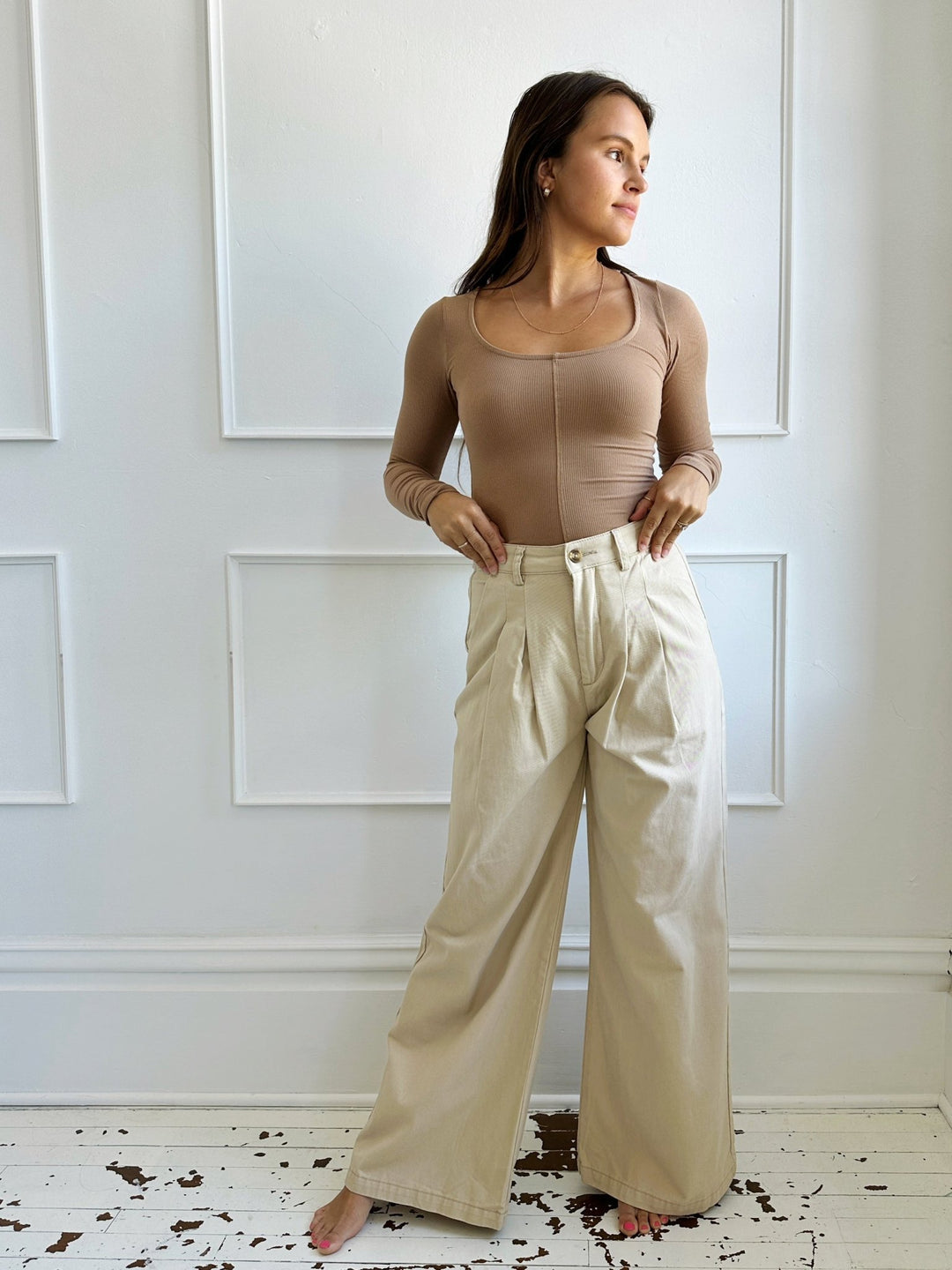 Wide Leg Pleated Pant - Spring Sweet