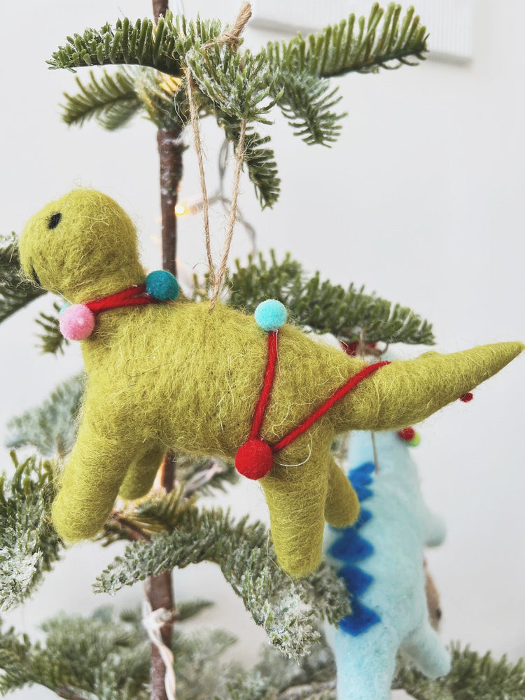 Wool Felt Dinosaur Ornament - Spring Sweet
