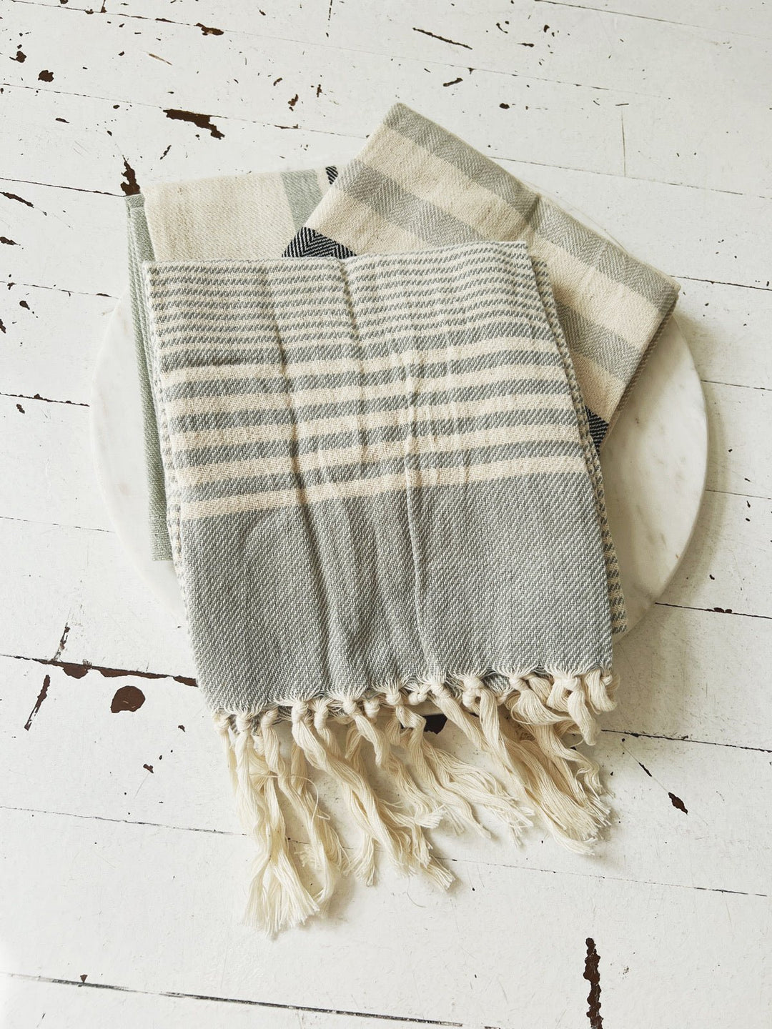 Creative Co-Op Woven Cotton Tea Towels with Stripes